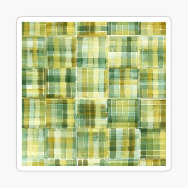 Green Watercolour Check Sticker
