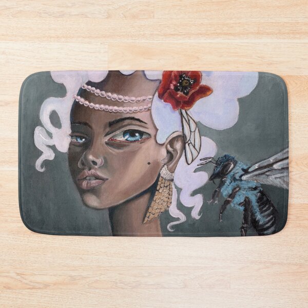 Item preview, Winged - Woman with Blue Bee Surreal Weird Art by Ela Steel designed and sold by elasteel.