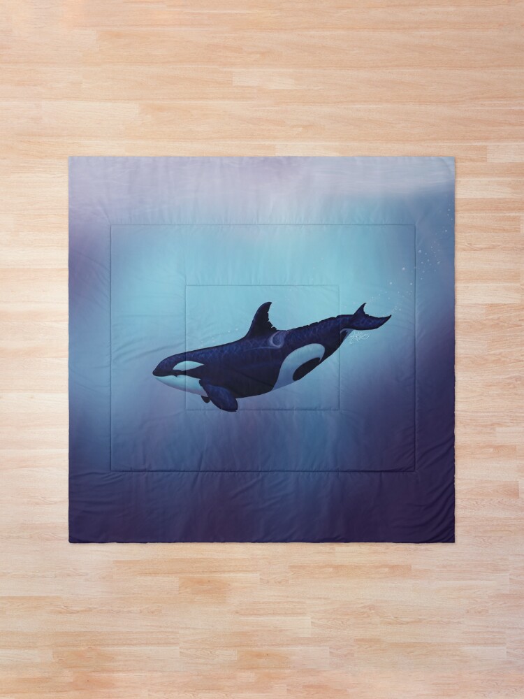 Alternate view of "Lost in Fantasy" by Amber Marine ~ orca / killer whale art, © 2015 Comforter