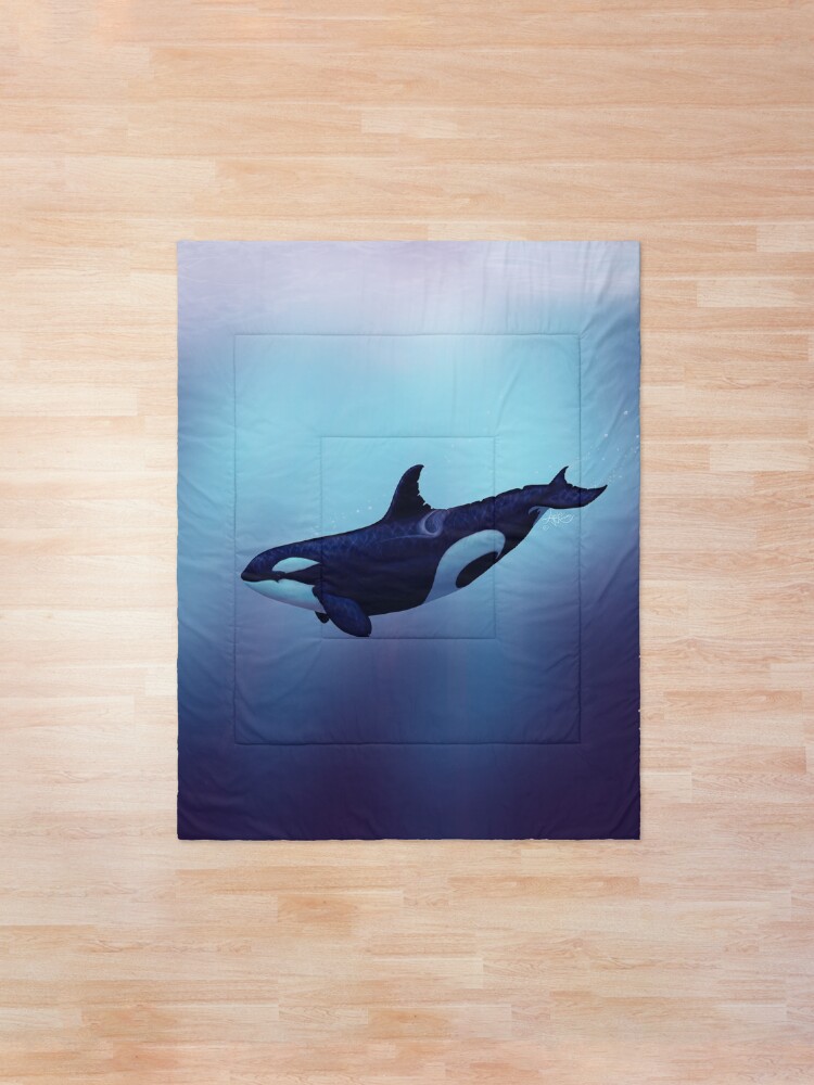 Alternate view of "Lost in Fantasy" by Amber Marine ~ orca / killer whale art, © 2015 Comforter