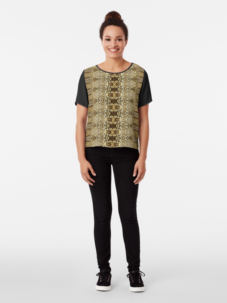 Alternate view of Golden Floral (3) Chiffon Top