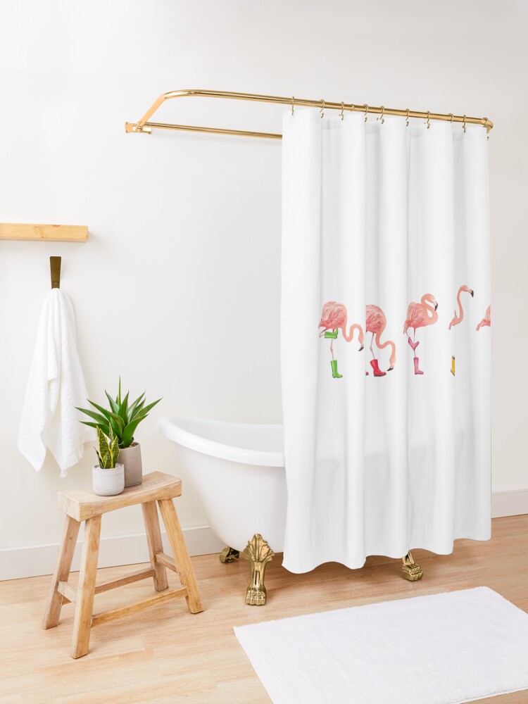 Alternate view of Flamingo lovers gifts, Cute Flamingo , Pink Flamingo Shower Curtain