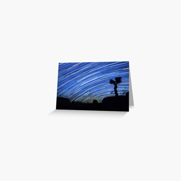 Star Trails Sweep Over Joshua Tree Night Desert Greeting Card