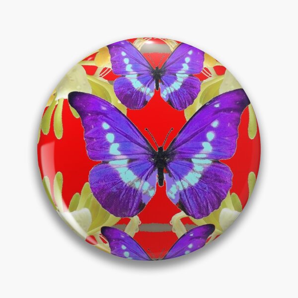 Artikelvorschau, DREI LILA SCHMETTERLINGE ROT FLORAL ABSTRACT entworfen und verkauft von sharlesart.