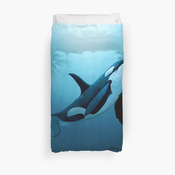 "The Dreamer" by Amber Marine ~ (Copyright 2015) orca art / killer whale digital painting Duvet Cover