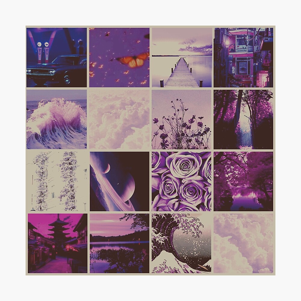 Purple Aesthetic Collage Poster By Eshna Redbubble