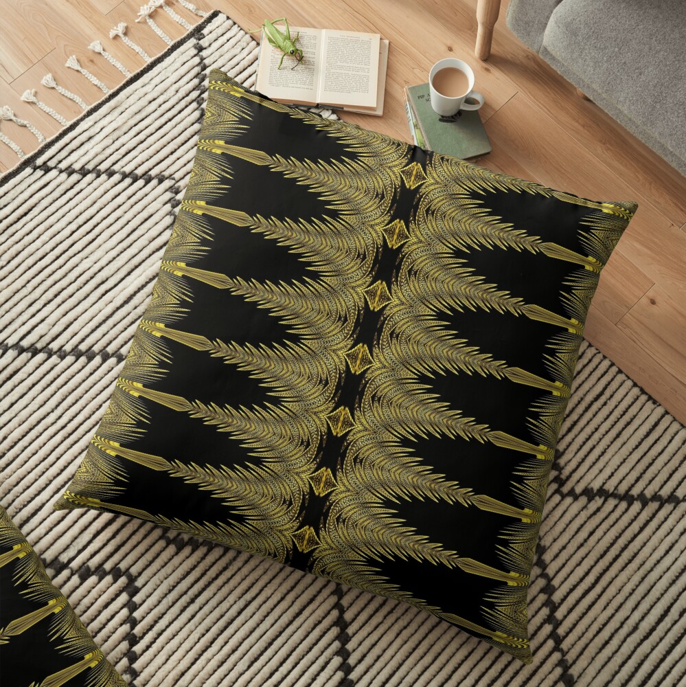 Golden Floral Creations (2) Floor Pillow
