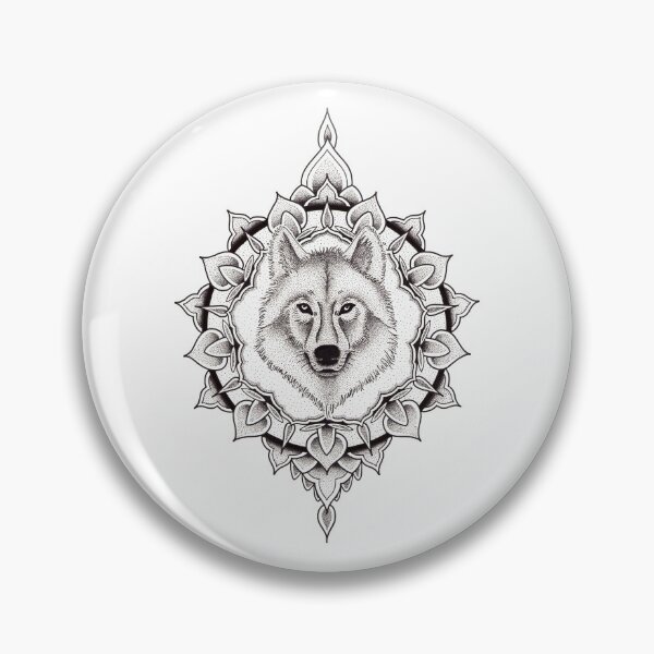 Item preview, Pen and ink dotwork wolf mandala designed and sold by René Voortwist Pen and Ink art.