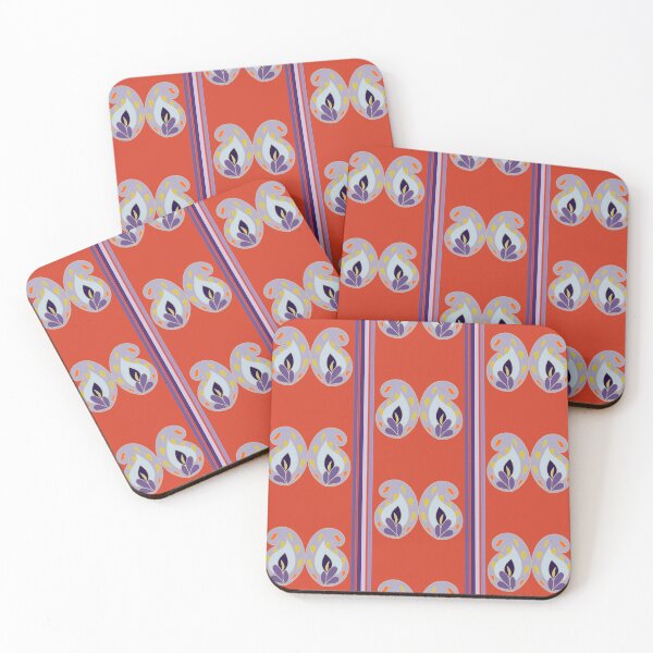 Item preview, Lavender Paisley - Reddish Orange designed and sold by BumbleChynxBee.