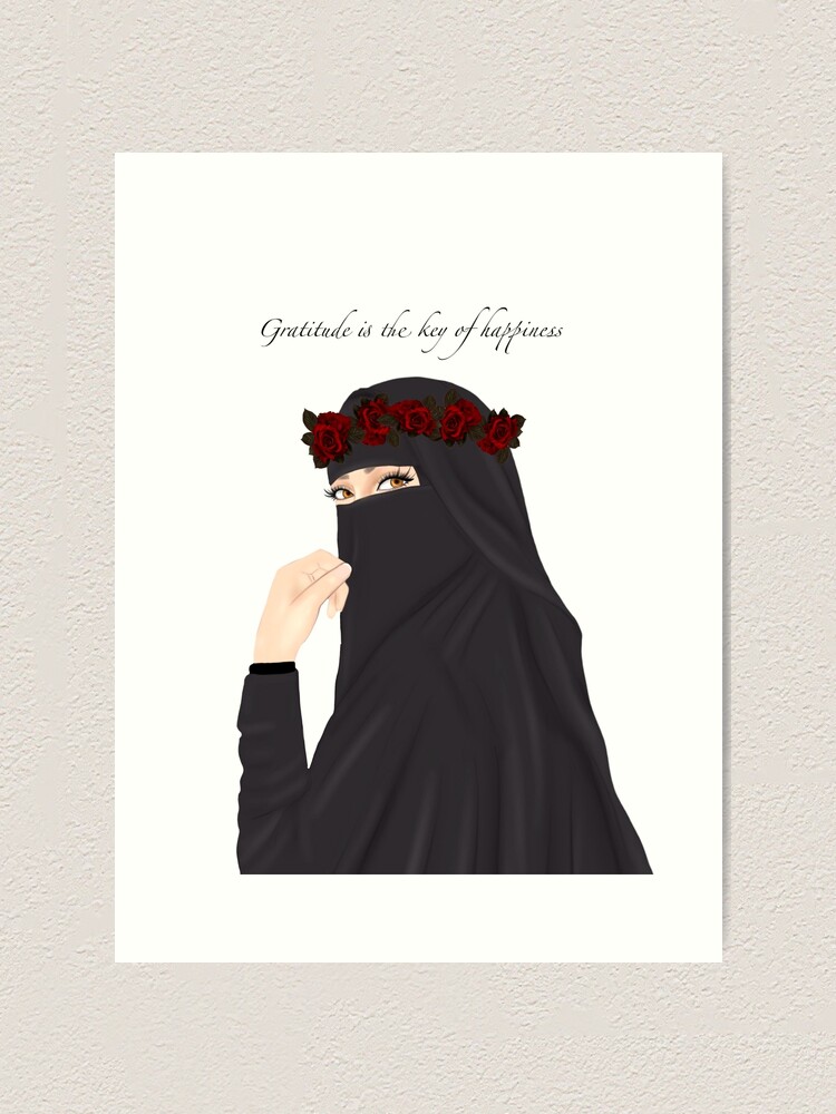 Impression Artistique Dessin De Munaqabah Portant Une Citation De Gratitude De Couronne De Fleurs Par Imanitasong Redbubble