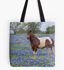 Horse in Texas Bluebonnets Tote Bag
