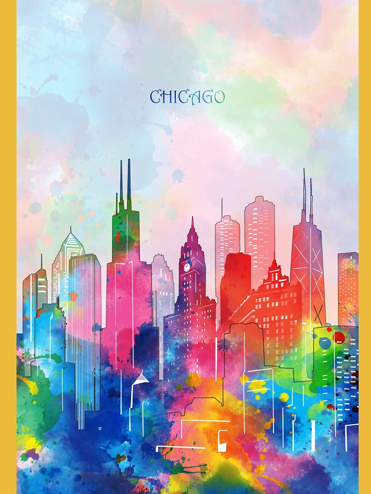 Chicago Skyline T-shirt Design Essential T-Shirt for Sale by  FlagSilhouettes