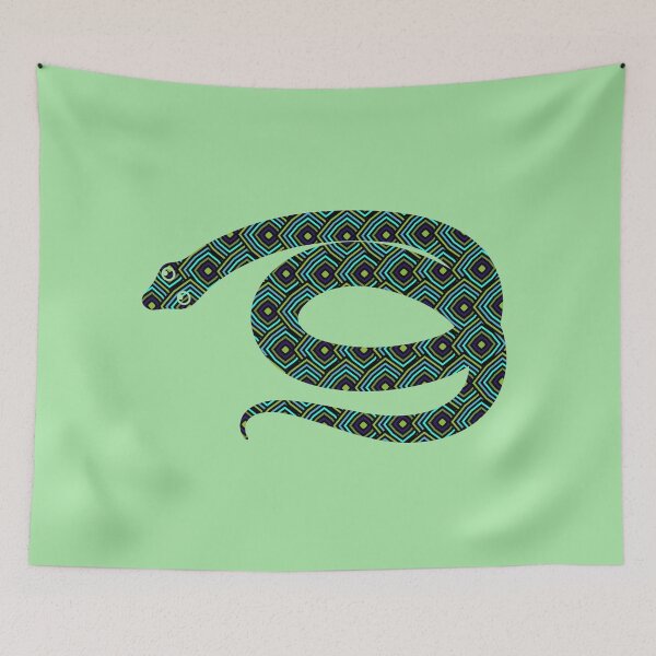 Item preview, Green retro pattern snake designed and sold by Carrie_Anne_Designs.