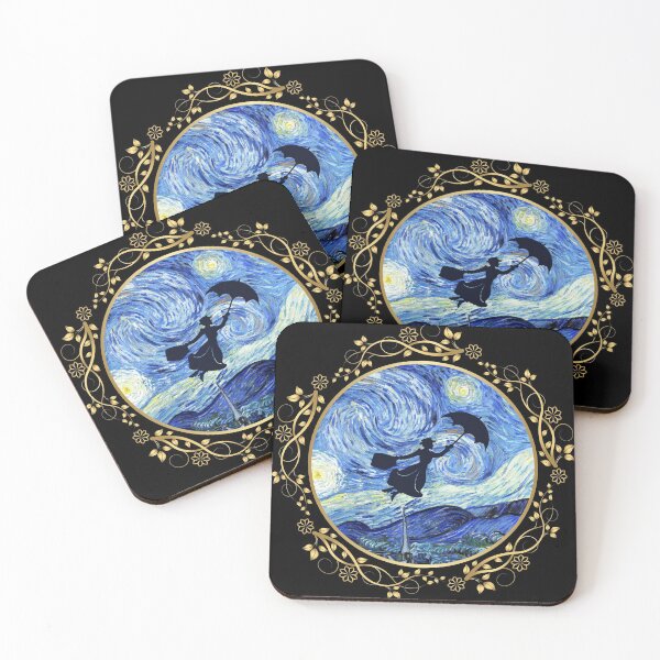 Item preview, Mary Poppins Starry Night - Golden Floral Frame designed and sold by maryedenoa.