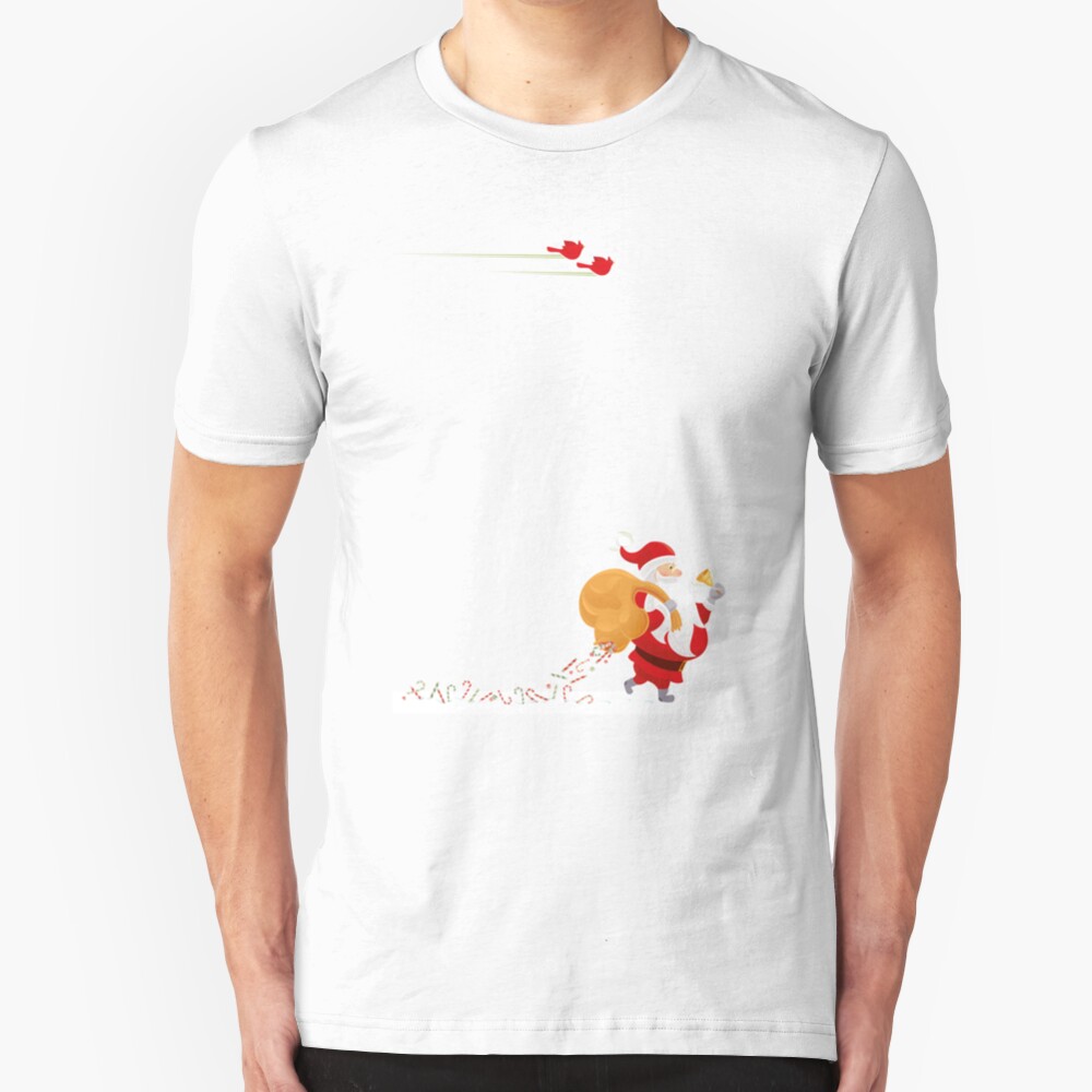Santa and small red birds Slim Fit T-Shirt