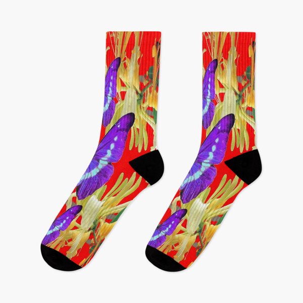 Item preview, ABSTRACT PURPLE BUTTERFLIES RED PATTERN ART designed and sold by sharlesart.