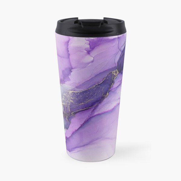 Original Regal Purple Alcohol Ink Abstract Art Travel Mug
