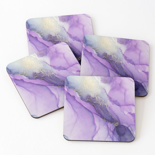 Original Regal Purple Alcohol Ink Abstract Art Coasters (Set of 4)