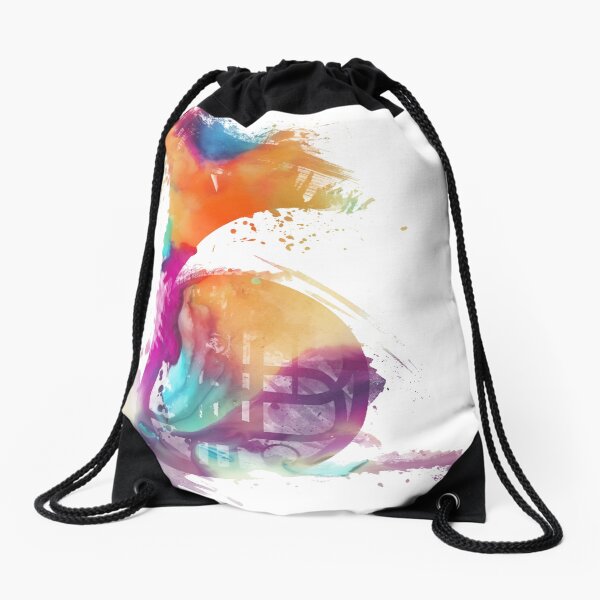 French horn colored musical instruments Drawstring Bag