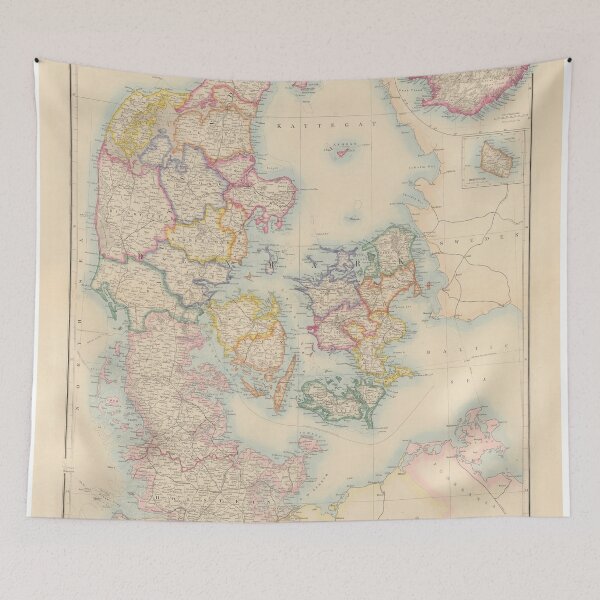 Item preview, Vintage Map of Denmark & Iceland (1884) designed and sold by BravuraMedia.