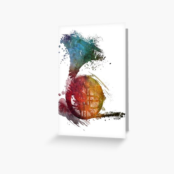 French horn watercolor Greeting Card