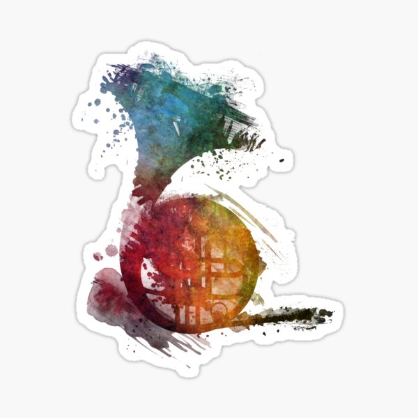 French horn watercolor Sticker