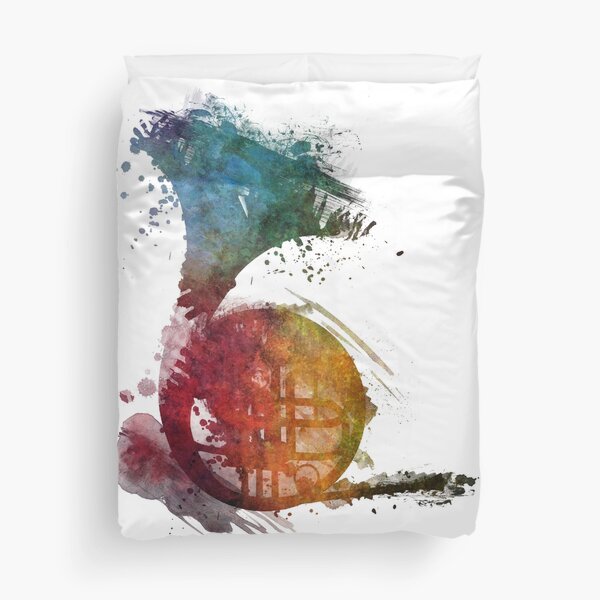 French horn watercolor Duvet Cover