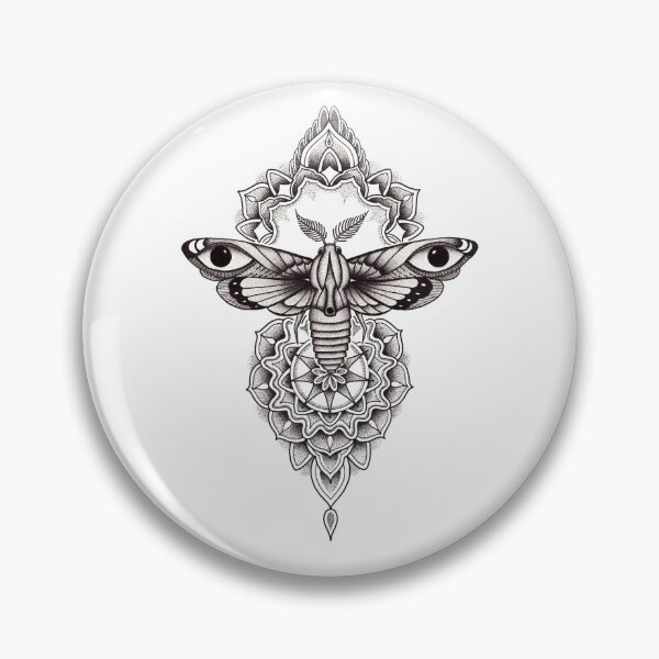 Item preview, Pen and ink dotwork moth mandala designed and sold by René Voortwist Pen and Ink art.
