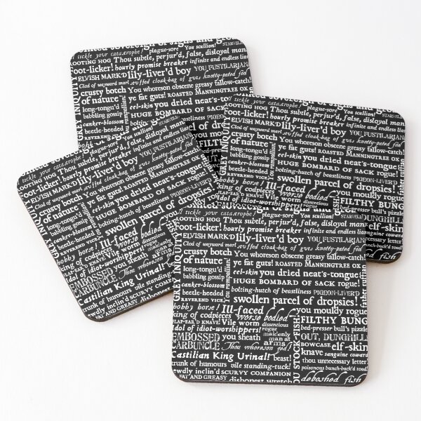Shakespeare Insults White Text Edition (by incognita) Coasters (Set of 4)