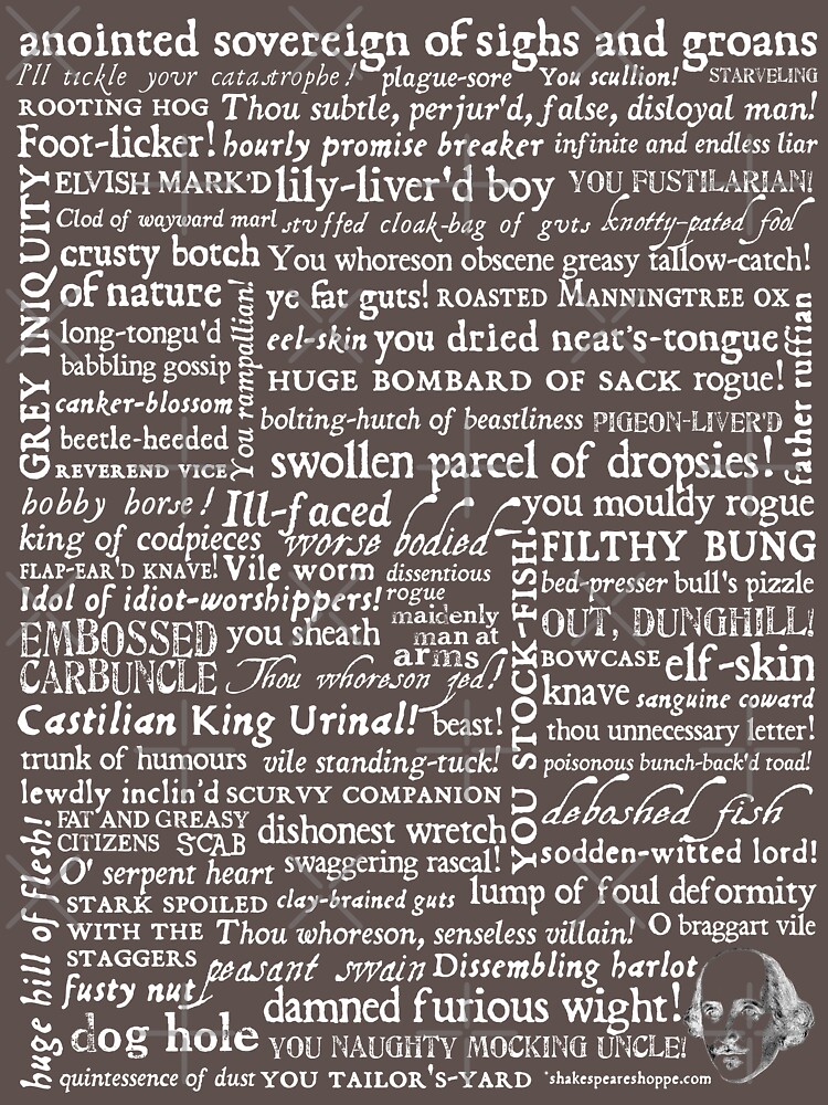 Thumbnail 3 of 3, Fitted T-Shirt, Shakespeare Insults White Text Edition (by incognita) designed and sold by Styled Vintage.