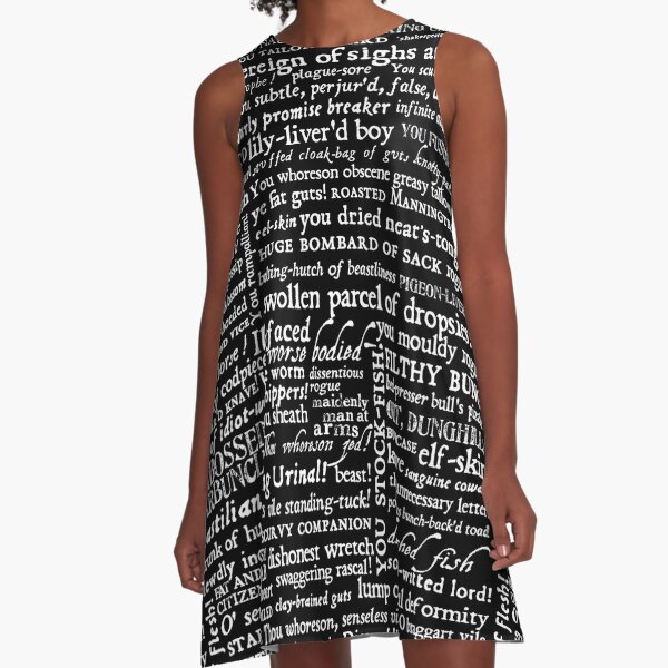 Shakespeare Insults White Text Edition (by incognita) A-Line Dress