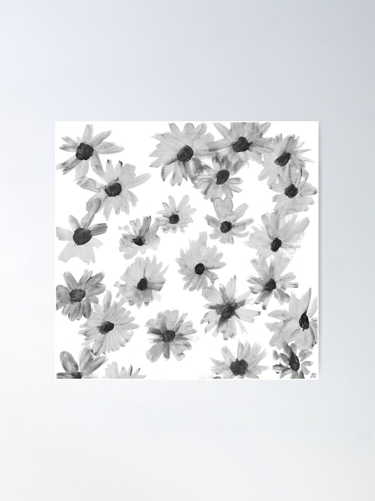 Póster «Flores blancas y negras» de AcuarelasMaria | Redbubble