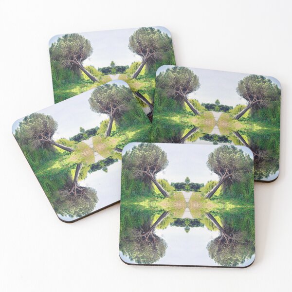 Item preview, Mirror Inclined Pine Trees In geometric Surreal Scene designed and sold by Flavio Vieri.