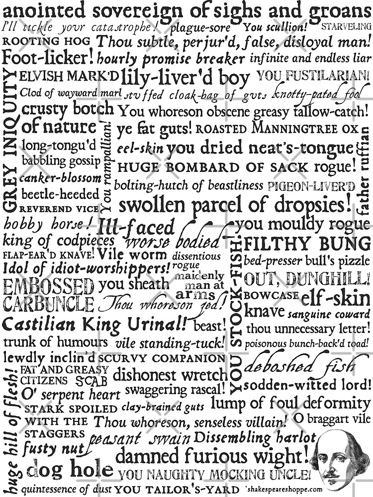 Shakespeare Insults Black Text Edition (by incognita) Premium Matte ...