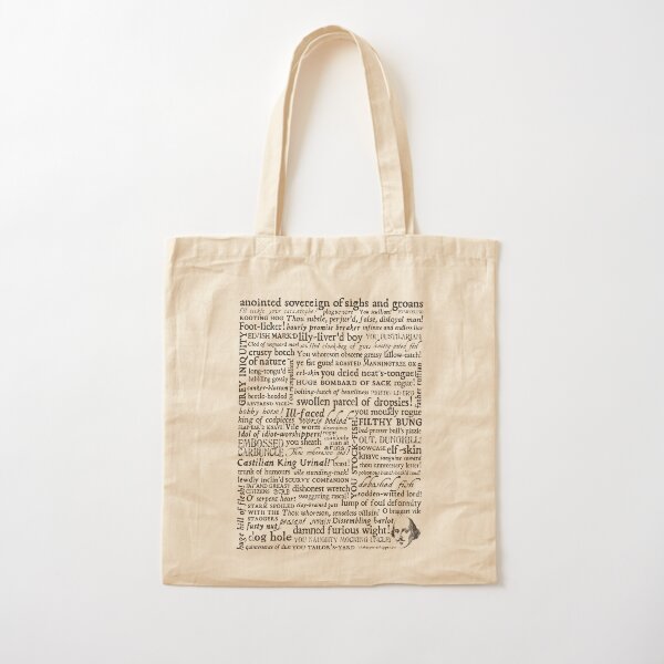 Shakespeare Insults Black Text Edition (by incognita) Cotton Tote Bag