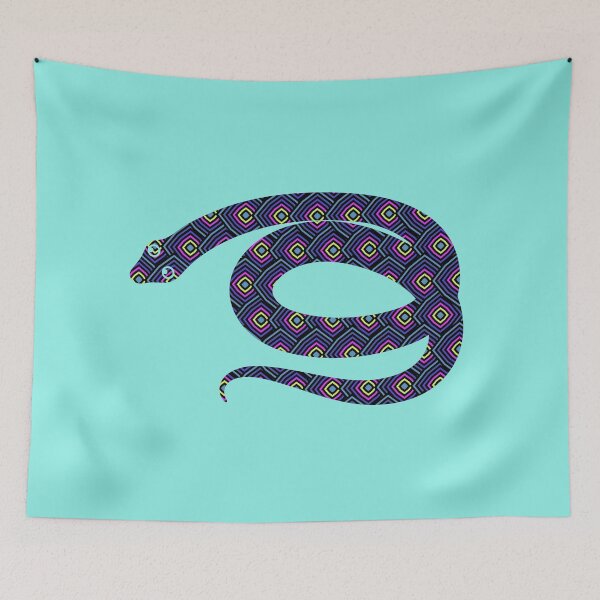 Item preview, Blue retro pattern snake designed and sold by Carrie_Anne_Designs.