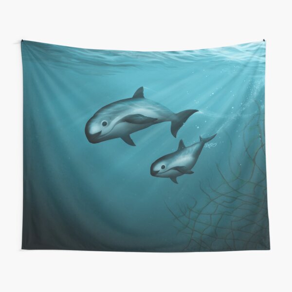Treacherous Waters - Vaquita Porpoise Art (Copyright 2015) Original Digital Painting by artist Amber Marine Tapestry