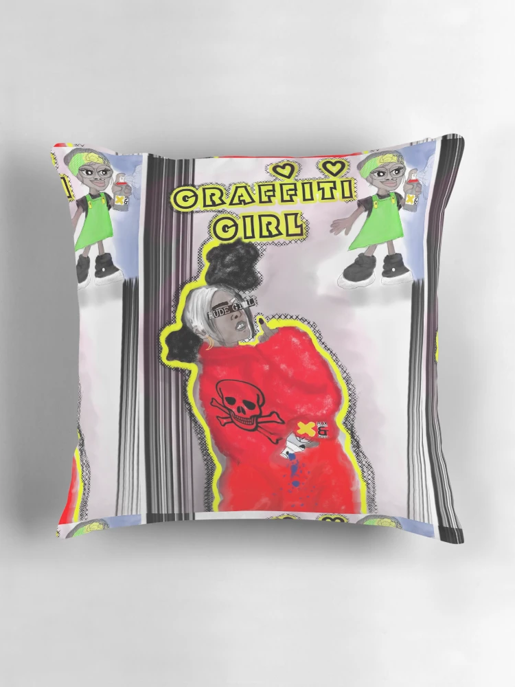 Aperçu 3 sur 4. Coussin avec l'œuvre  créée et vendue par R0X Designs .
