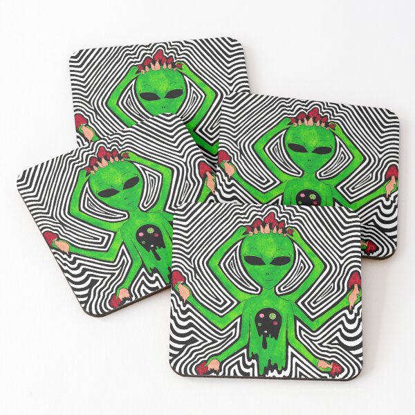 Item preview, Trippy alien with mushrooms and planets designed and sold by emiiemilova.