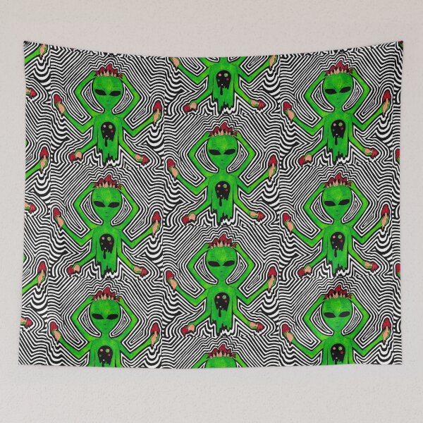 Item preview, Trippy alien with mushrooms and planets designed and sold by emiiemilova.