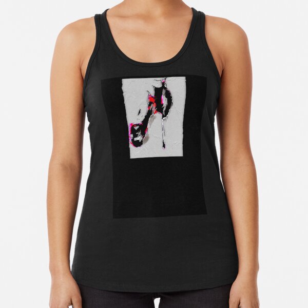 shoe fine art painting bold in black, red and pink on a grey background in Modern and Pop Art Style Racerback Tank Top