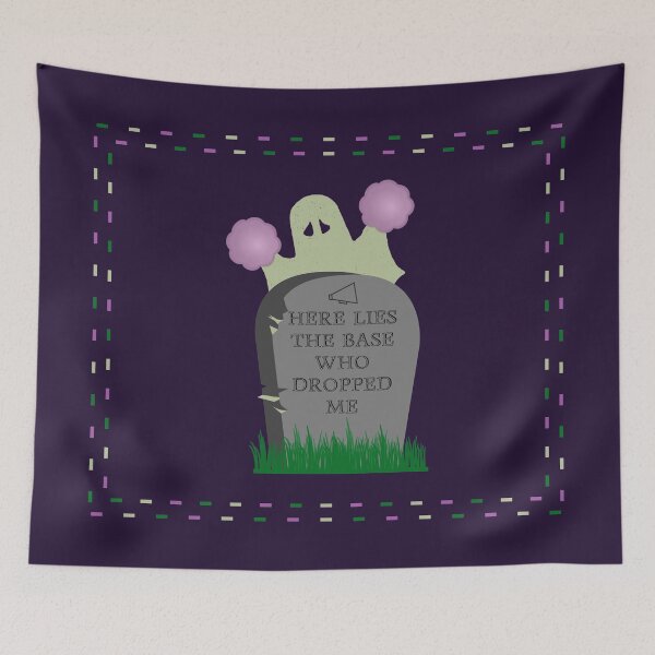 Item preview, Cheerleader stunt flyer funny Halloween ghost purple poms designed and sold by GrammarDance.
