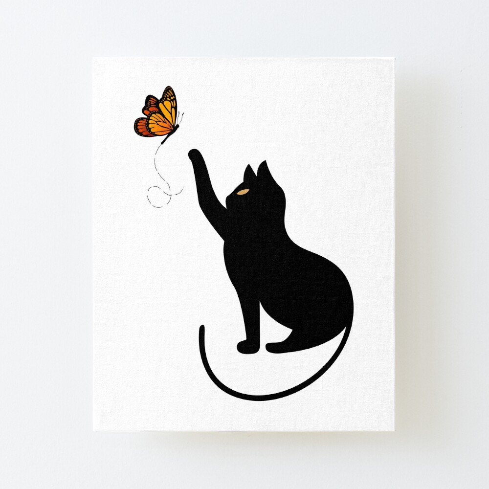 Black Cat With A Butterfly 