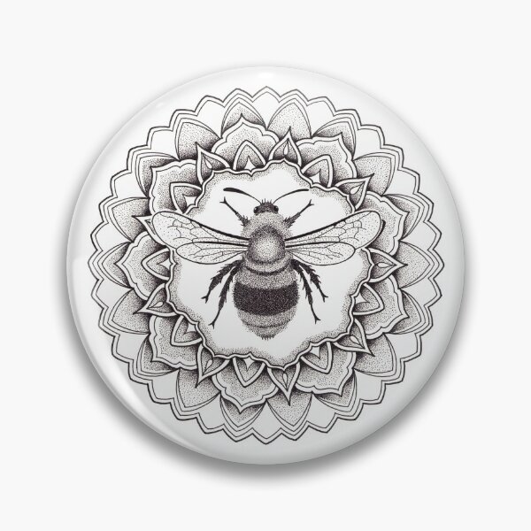 Item preview, Bumblebee mandala in dotwork pen and ink designed and sold by René Voortwist Pen and Ink art.