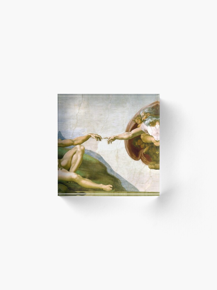 Alternate view of The Creation of Adam Painting by Michelangelo Sistine Chapel Acrylic Block