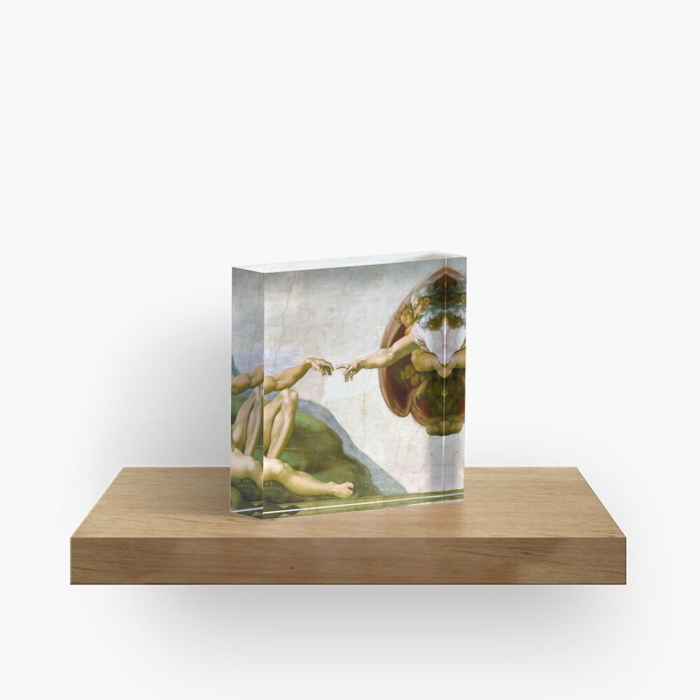 The Creation of Adam Painting by Michelangelo Sistine Chapel Acrylic Block