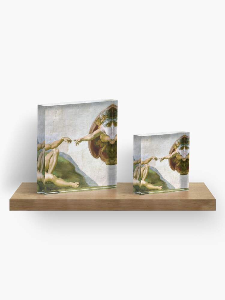 Alternate view of The Creation of Adam Painting by Michelangelo Sistine Chapel Acrylic Block