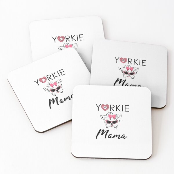 Item preview, Yorkie Mama, Yorkshire Terrier, Yorkie Gifts, Mother Tees, Cute Illustration, Teacup Yorky, Pink Color, White Tees designed and sold by Annona-.