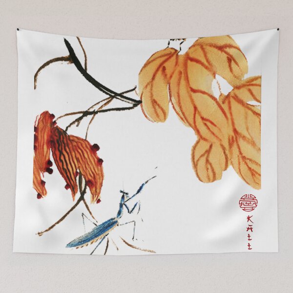 Item preview, Chinese Art Print - Branch with praying mantis and cockroach designed and sold by Kallandra.