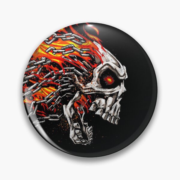 Item preview, Screaming Skull and Chains in Orange Flames designed and sold by CattleandCrow.
